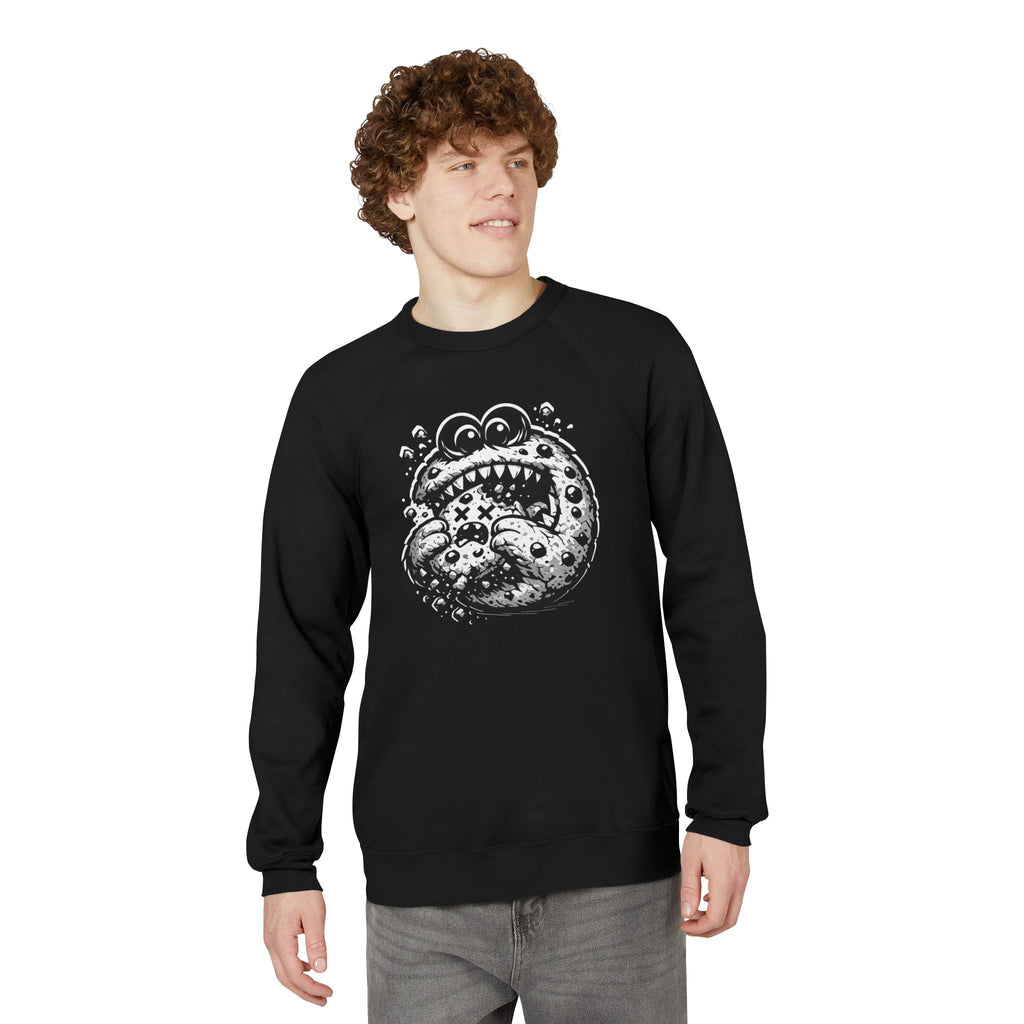 The Cannibal Cookie - Funny Dark Humor Sweatshirt | Edgy Black & White Graphic Crewneck | Streetwear Monster Illustration