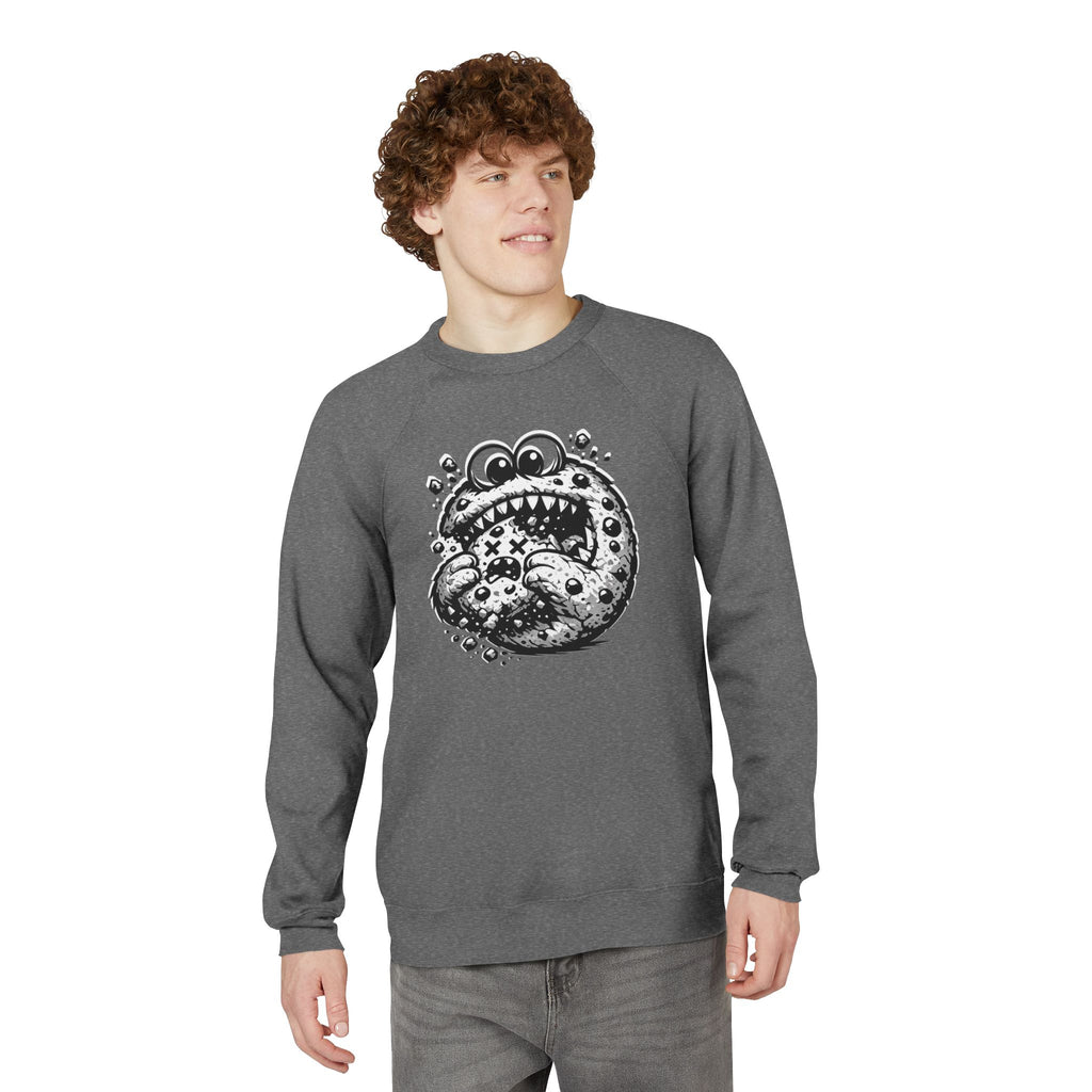 The Cannibal Cookie - Funny Dark Humor Sweatshirt | Edgy Black & White Graphic Crewneck | Streetwear Monster Illustration