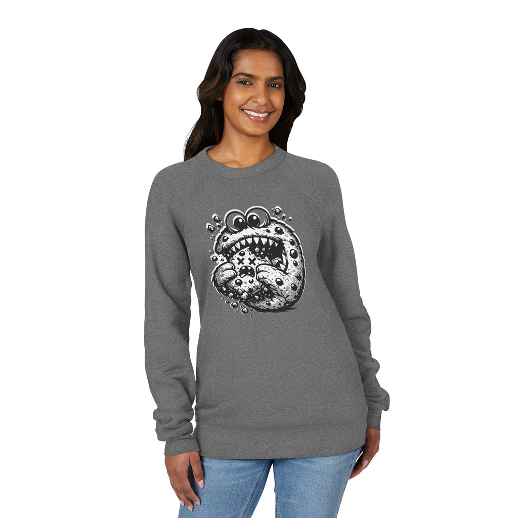 The Cannibal Cookie - Funny Dark Humor Sweatshirt | Edgy Black & White Graphic Crewneck | Streetwear Monster Illustration