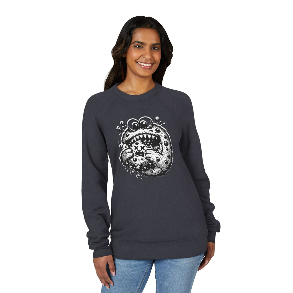 The Cannibal Cookie - Funny Dark Humor Sweatshirt | Edgy Black & White Graphic Crewneck | Streetwear Monster Illustration