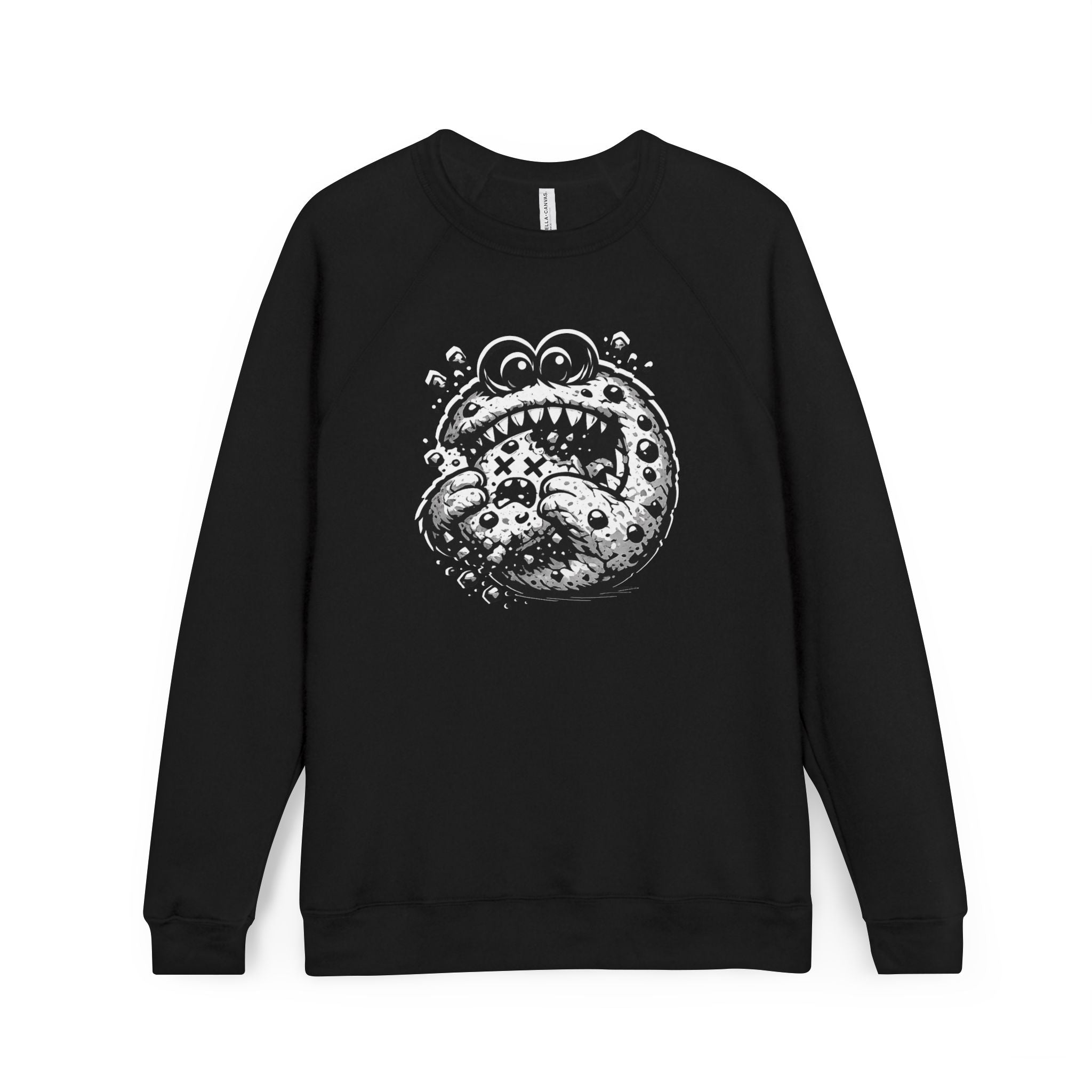The Cannibal Cookie - Funny Dark Humor Sweatshirt | Edgy Black & White Graphic Crewneck | Streetwear Monster Illustration