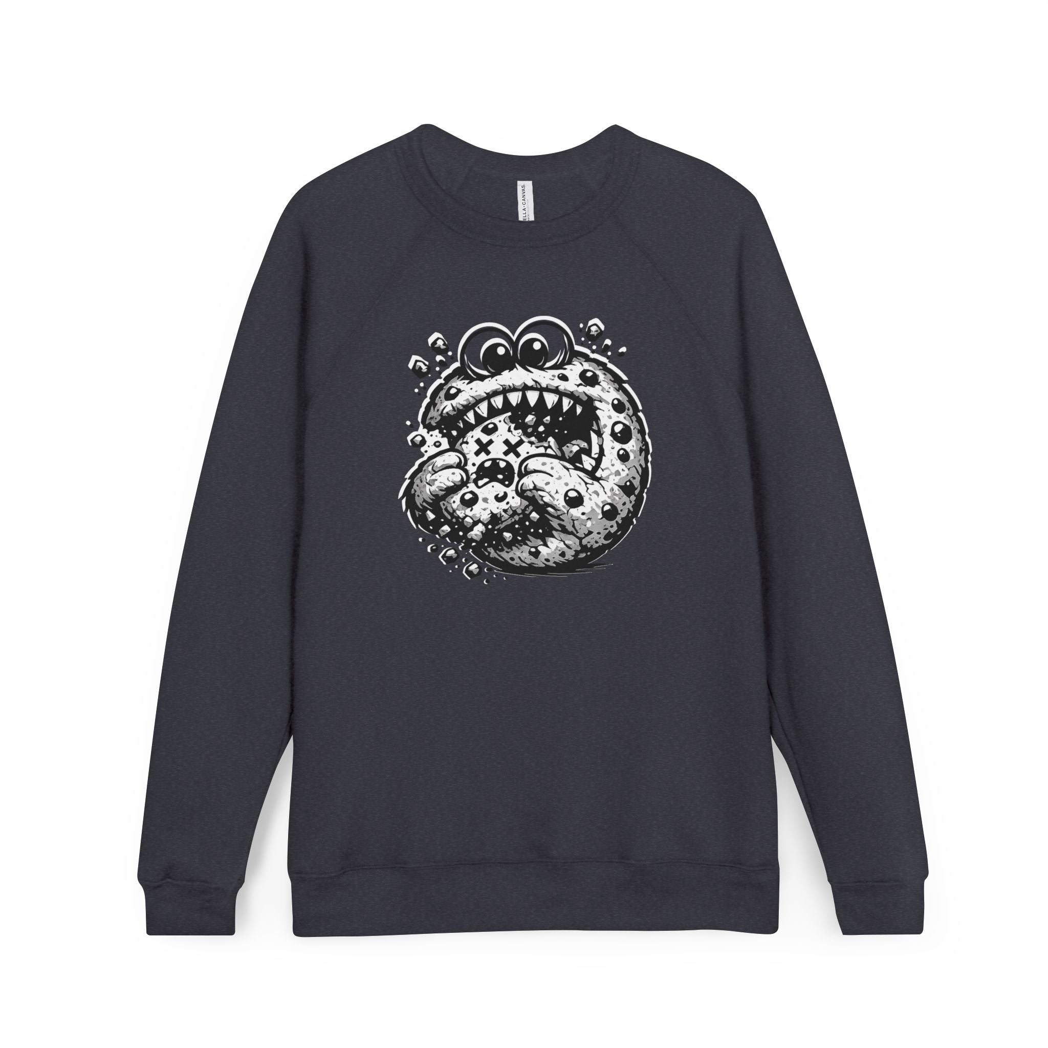 The Cannibal Cookie - Funny Dark Humor Sweatshirt | Edgy Black & White Graphic Crewneck | Streetwear Monster Illustration