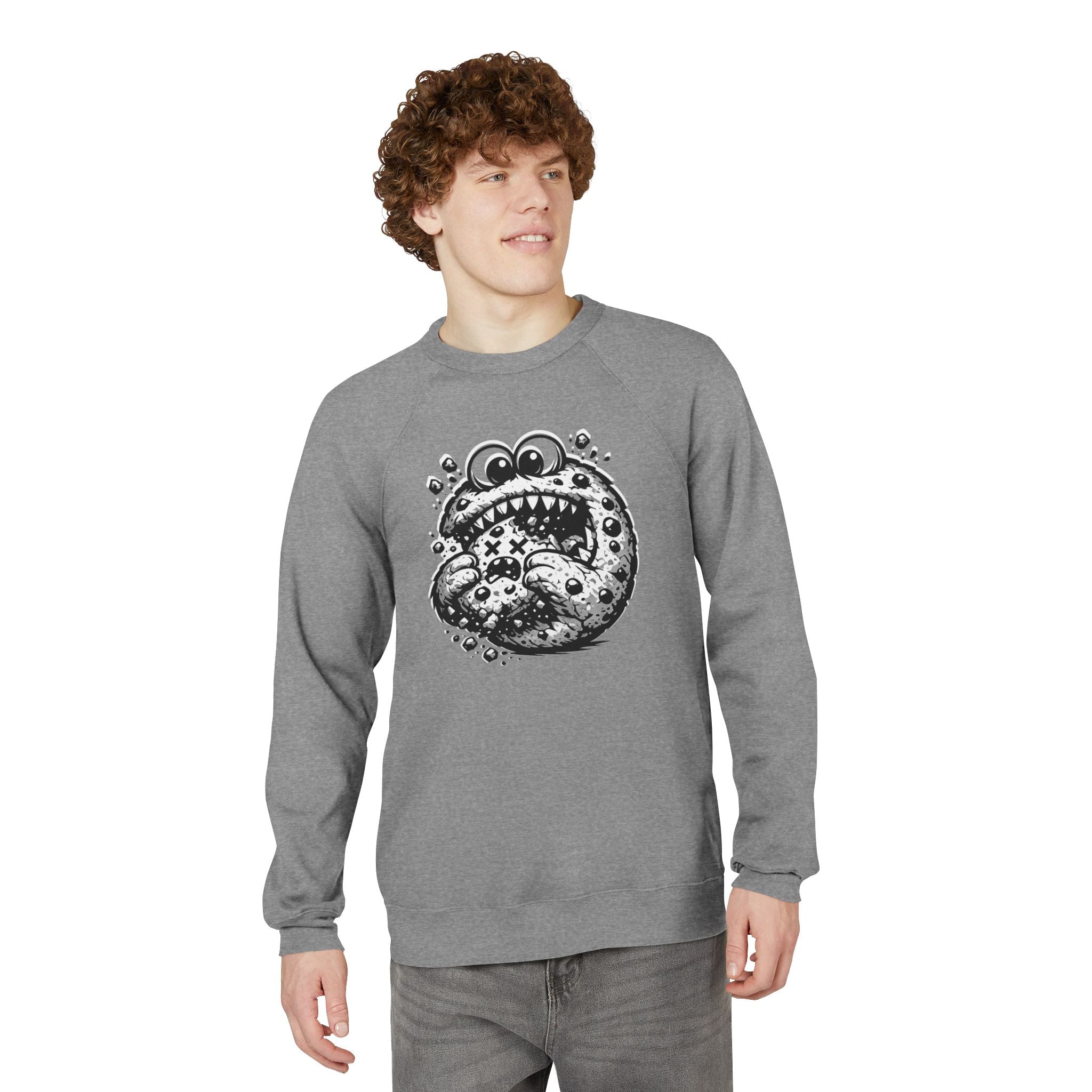 The Cannibal Cookie - Funny Dark Humor Sweatshirt | Edgy Black & White Graphic Crewneck | Streetwear Monster Illustration